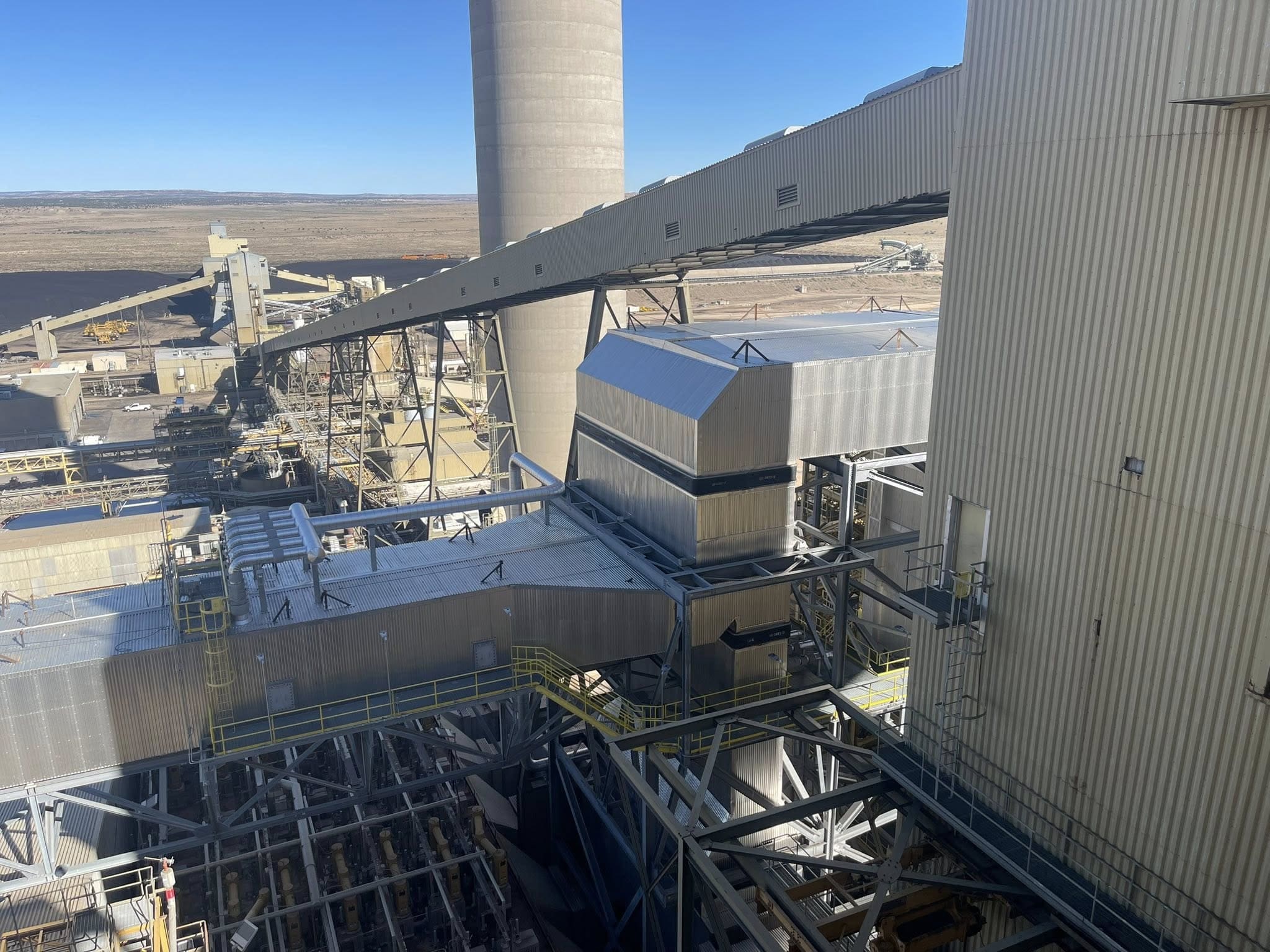 View of power generation equipment and coal conveyor systems at the Coronado Generating Station in northeastern Arizona.